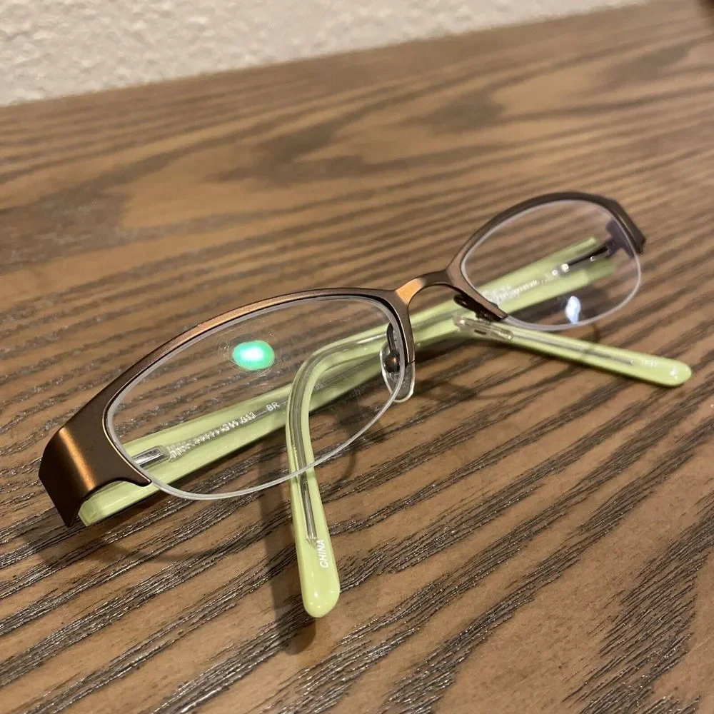 Chelsea Morgan Eyeglass Frames Only 51-17-135 CM813 BR Brown Half Rim Green